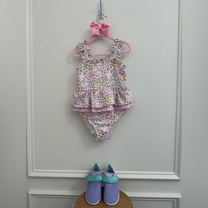 5T Catherine Malandrino Floral Ruffle One-Piece, Wee Ones Bow, & WaterShoes 9/10